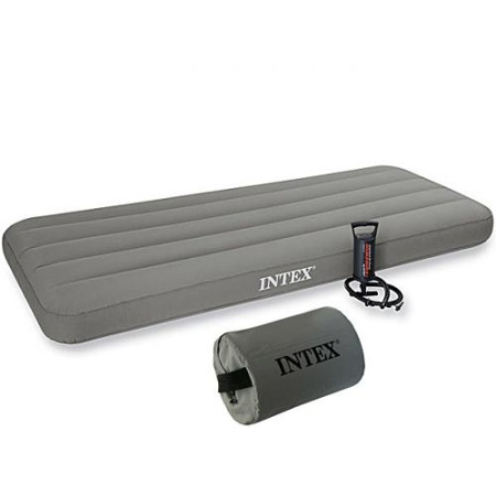 фото Велюровый матрац Intex 69710 с ручным насосом (191-76-18 см)