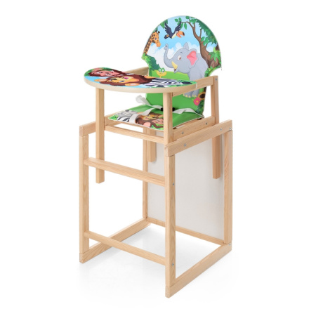 фото Деревянный стульчик для кормления М V-122-11PU Зоопарк ремни безопасности и эко-кожа