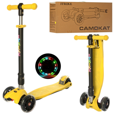фото Детский складной самокат iTrike JR 3-072-Y с рулем 62-83 см (желтый)
