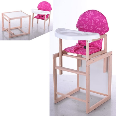фото Детский стульчик для кормления VIVAST M V-102-6 деревянный (малиновый)