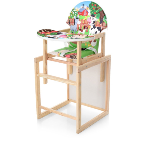 фото Деревянный стульчик для кормления М V-122-10PU Ферма ремни безопасности и эко-кожа