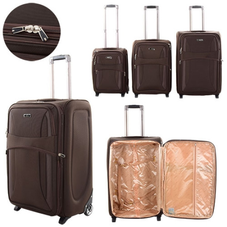 фото Набор чемоданов MK 1509-COFFEE с выдвижными ручками (коричневые)