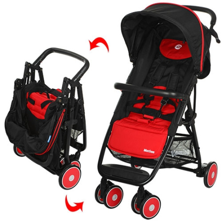 фото Коляска детская MOTION M 3295-3 прогулочная с глубокой крышей (красно-черный)