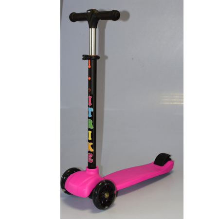 фото Детский светящийся самокат iTrike JR 3-060-14-P-L с фарой руль 74-84 см (розовый)