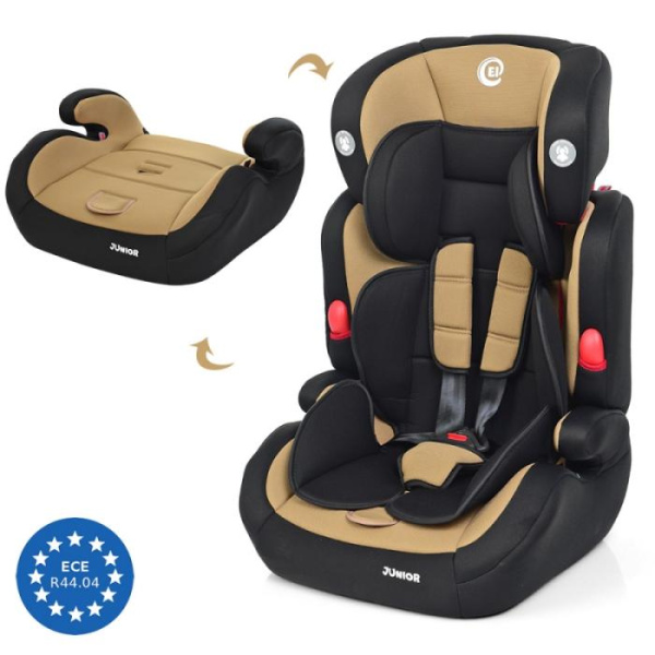 Детское автокресло El Camino ME 1008 JUNIOR Beige бустер 2в1 (черно-бежевое)