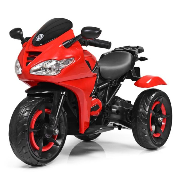 Мотоцикл для детей Bambi M 3683L-3 светящиеся колеса и кожаное сиденье (красный)