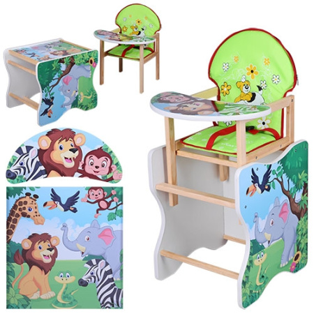 фото Стульчик трансформер для кормления Vivast М V-110-11 (Зоопарк салатовый)