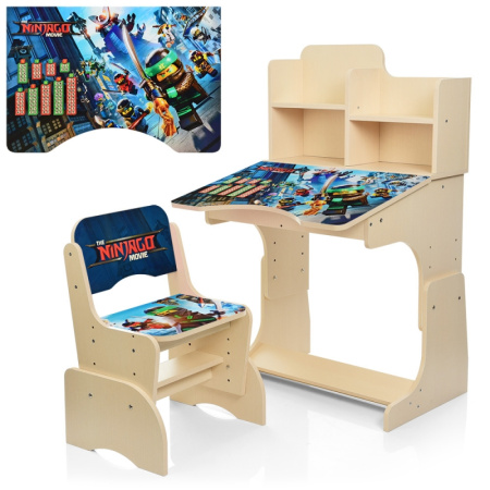 фото Детская регулируемая парта W 2071-66-1 Ninjago со стульчиком (венге светлый)