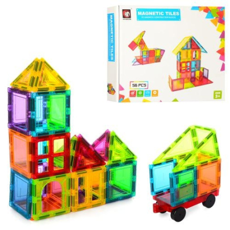 фото Конструктор магнитный 9910 домик и транспорт (56 деталей)