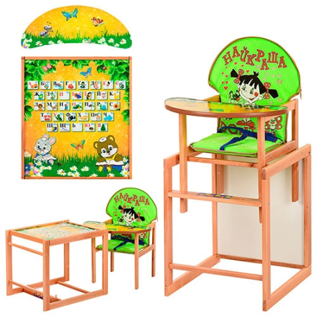 фото Стульчик-трансформер для кормления Vivast М V-120-2 (Азбука заяц и мишка)