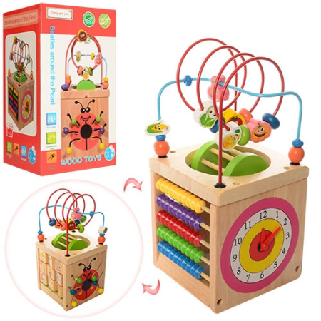 фото Деревянная игрушка Игра MD 1102 лабиринт на проволоке кубики часы