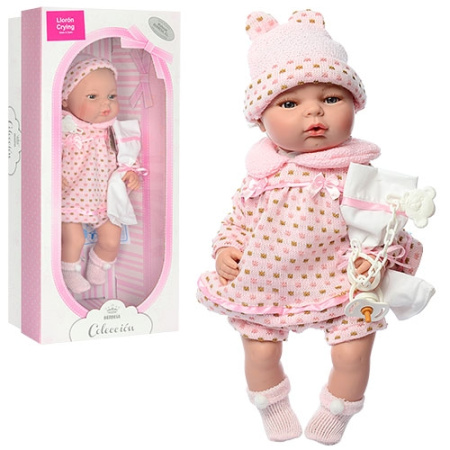фото Мягконабивной пупс с пеленкой 4311 плачет когда вынешь соску (39см)