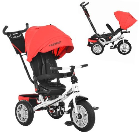 фото Детский трехколесный велосипед TurboTrike M 3646A-3 надувные резиновые колеса (темно-красный)