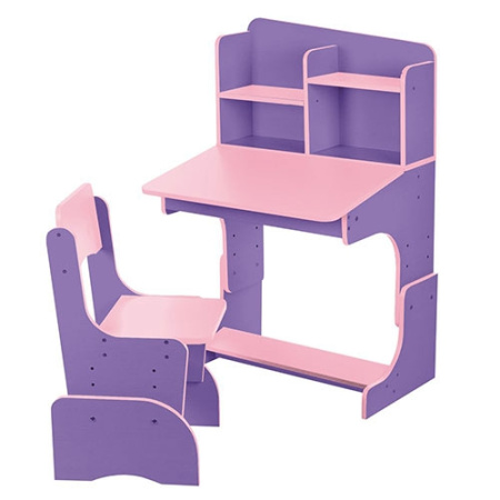 фото Детская парта со стульчиком F 2071A-9-8 регулируемая высота (сиренево-розовая)