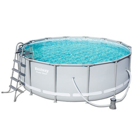 фото Каркасный бассейн Bestway 56444 фильтр-насос лестница подстилка тент (427-122см)
