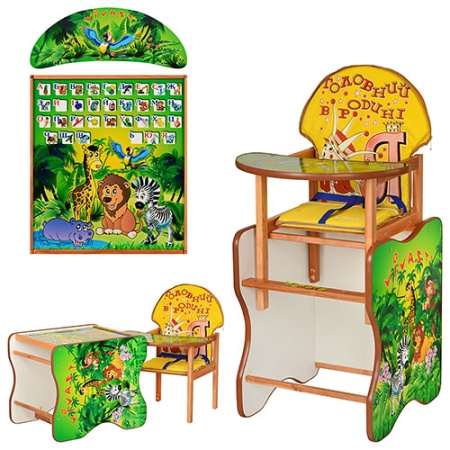 фото Стульчик трансформер для кормления Vivast М V-110-7 (Азбука джунглей)