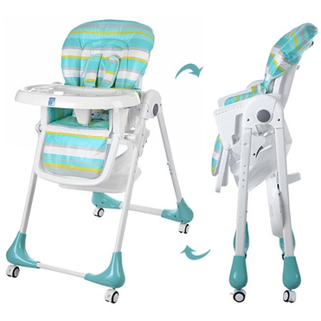 фото Складной стульчик для кормления M 3233-4 на колесиках (зеленый)