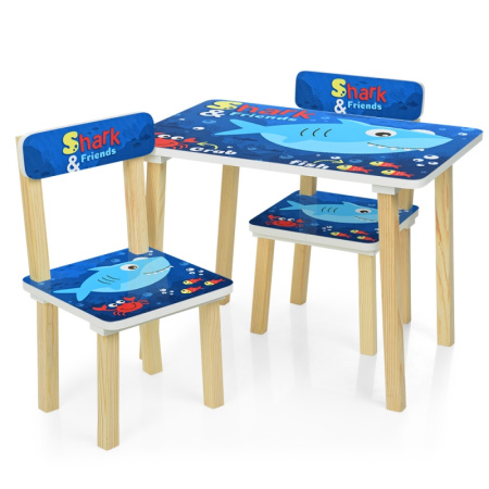 фото Детский столик со стульчиками 501-74 Shark деревянный