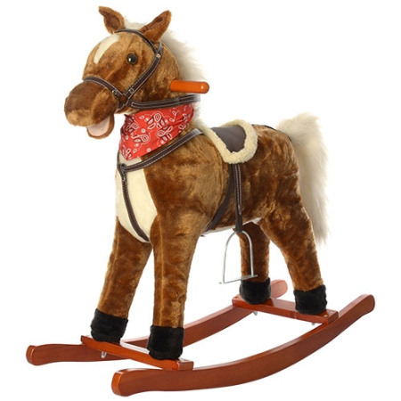 фото Детская качалка лошадка M 0232-1 шевелит хвостом,звук цоканья и ржания