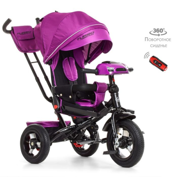Колясочный трехколесный велосипед Turbotrike M 4060-8 с поворотным сиденьем и пультом (фуксия)
