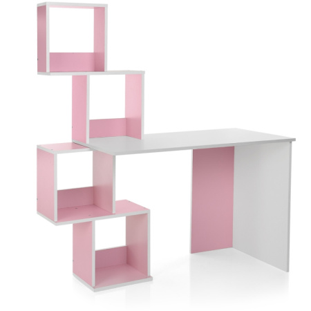 фото Детская деревянная парта M 3854-8 с надстройкой (бело-розовая)