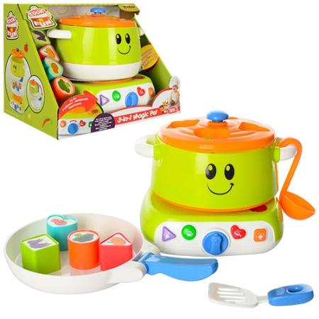 фото Развивающий набор детской посуды 3в1 WIN FUN 0762-NL плита сортер