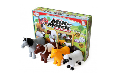 фото Пазл 3D детский магнитные животные POPULAR Playthings Mix or Match (корова, лошадь, овца, собака)