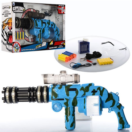 фото Детское оружие пулемет Gatling YH833E многоствольный с мягкими пулями (58 см)