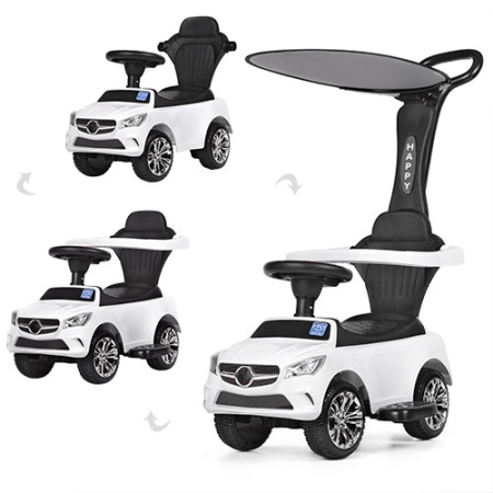 фото Детская машинка толокар Mercedes M 3503C-1(2) с ручкой и крышей (белая)