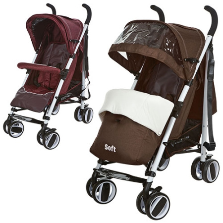 фото Детская прогулочная коляска трость M 3432-2 SOFT (бордо коричневый)