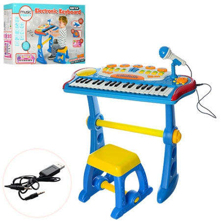 фото Синтезатор со стульчиком для детей BO-30 микрофон запись свет 37 клавиш