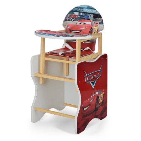 фото Стульчик для кормления деревянный М V-112-52-PU Тачки трансформер экокожа