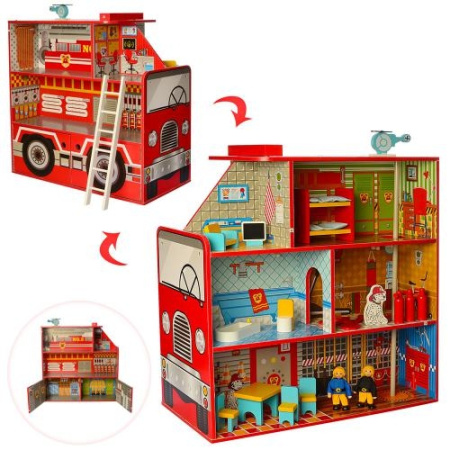 фото Деревянный домик для куклы MD 2011 три этажа с мебелью