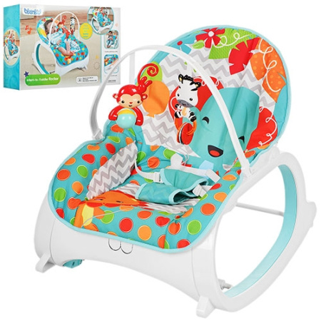 фото Детский шезлонг-качалка 2в1 M 3249 вибро и музыка