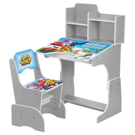 фото Детская парта со стульчиком W 2071-58-4 Super Wings регулируемая (серая)