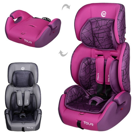 фото Детское автокресло El Camino ME 1004-1 TOUR бустер 2в1 (серое и фиолетовое)
