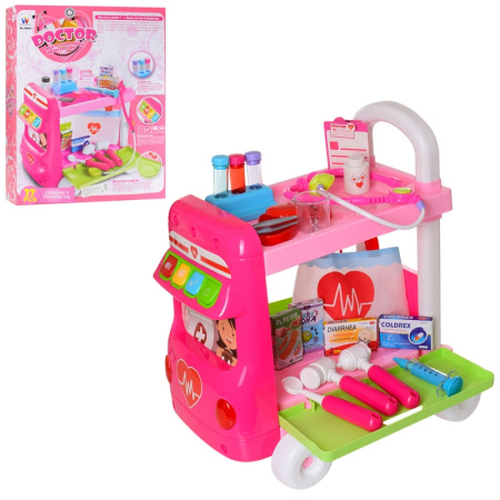 фото Игровая тележка доктора W064 стетоскоп и инструменты