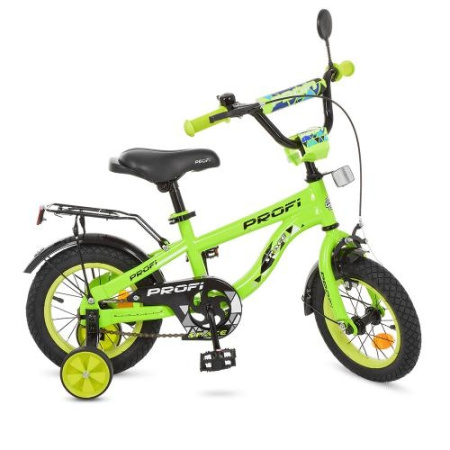 фото Велосипед для детей 12 дюймов Profi T12153 Space с дополнительными колесиками (салатовый)