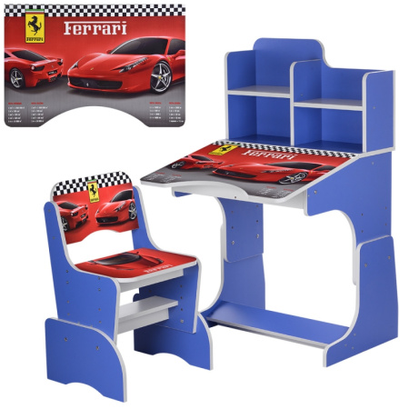 фото Парта со стульчиком для детей W 2071-63-6 машина Ferrari (синяя)