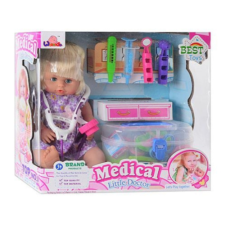 фото Кукла пупс 1303 Q с набором доктора в чемодане