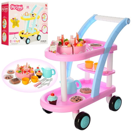 фото Игровой набор тележка 889-16-18 с посудкой и продуктами (2 вида)