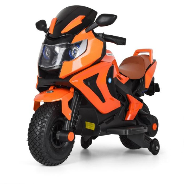 Детский мотоцикл Bambi M 3681ALS-7 резиновые колеса и автокраска (оранжевый)