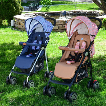 фото Детская прогулочная коляска BAMBI M 3456-1 книжка глубокая крыша (синяя коралловая)