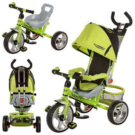 фото Детский трехколесный велосипед M 5387-1 усиленная ручка (зелено-черный)