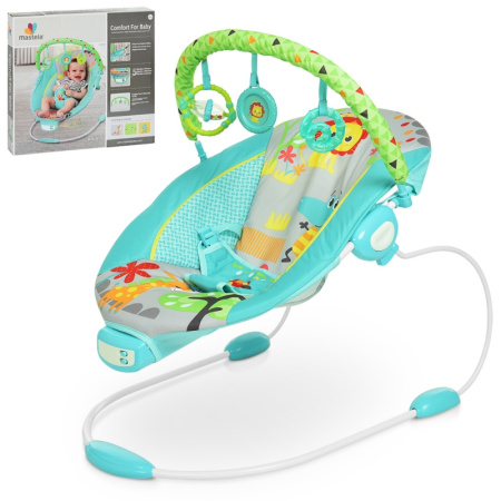 фото Шезлонг-качалка детский 6318 дуга с подвесками музыка и вибро