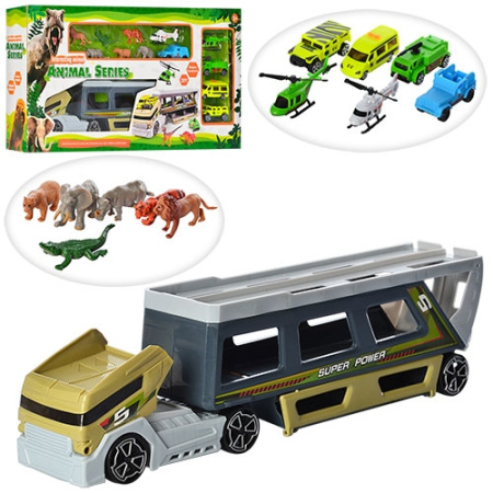 фото Игровой набор для мальчиков SY9912 трейлер с машинками и животными