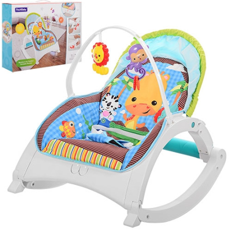 фото Детский шезлонг-качалка 88956-1 три положения спинки (желтый)