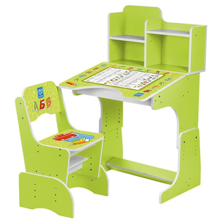 фото Парта Bambi B 2071-5 с полочками (салатовый, прописи)