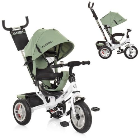 фото Трехколесный колясочный велосипед TurboTrike M 3113A-17 резиновые колеса (хаки)