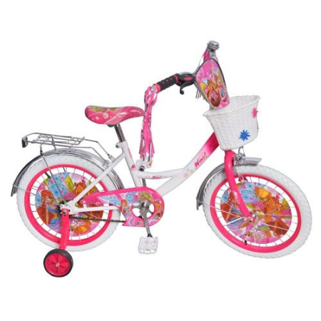 фото Велосипед для детей 12 дюймов P1252W-W Винкс с приставными колесами (бело-розовый)